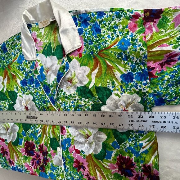 Vintage Victorias Secret Gold Label Floral Satin Pajama Top M/L Button-Up New - Picture 6 of 7